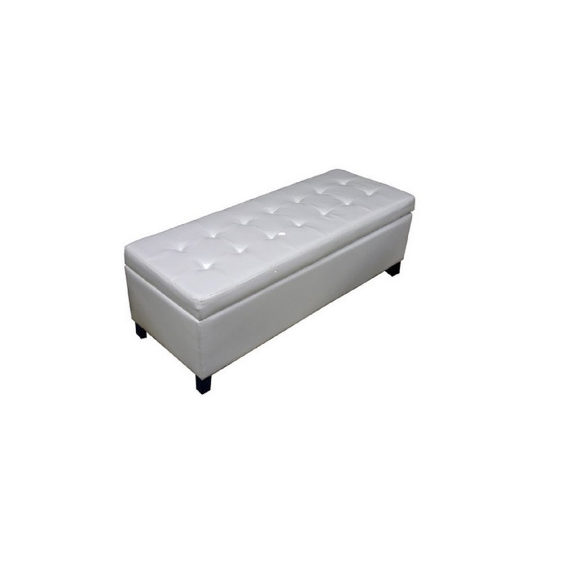 Banc de rangement en faux cuir, Blanc