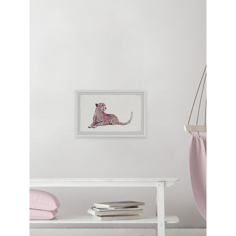 « pink cheetah »-impression d’art graphique sur papier encadrée, H 20 po x l 30 po x P 1,5 po