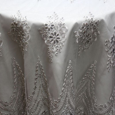 Tissu d'ameublement 100% blanc / argent Beverly Polyster