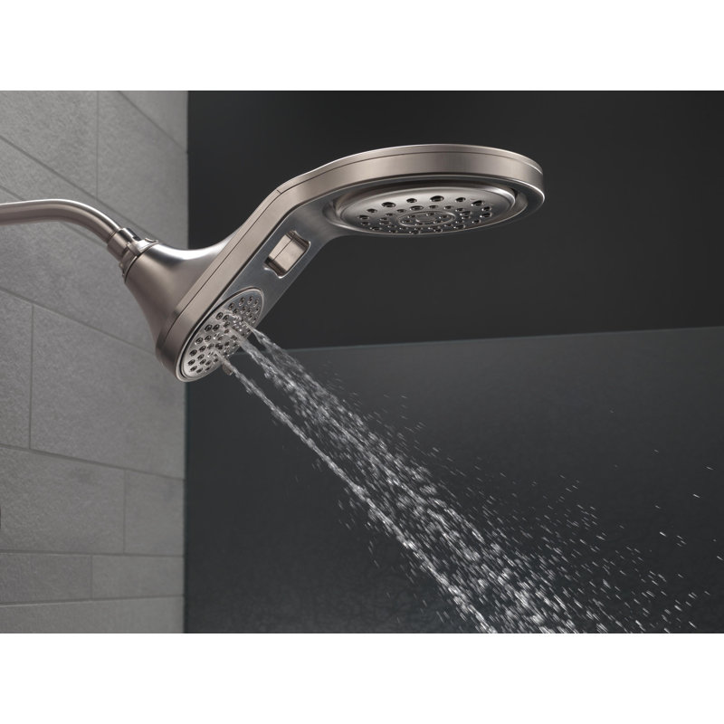 HydroRain Multi Function Adjustable Dual Shower Head, Stainless