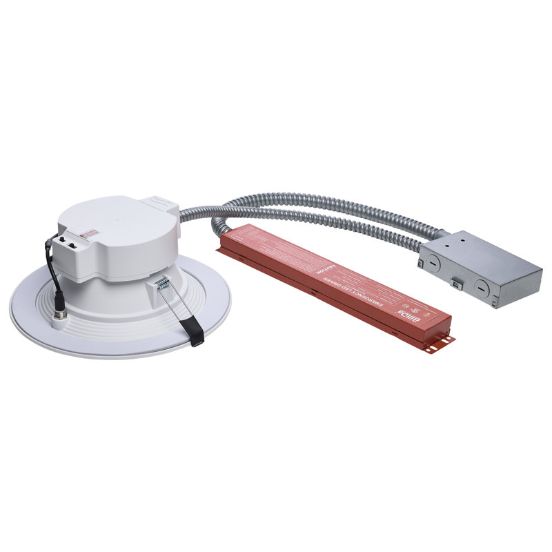 28W Field Selectable LED 8-Inch Commercial Downlight Dual Dimming Integrated Emergency Driver Round 120-347V