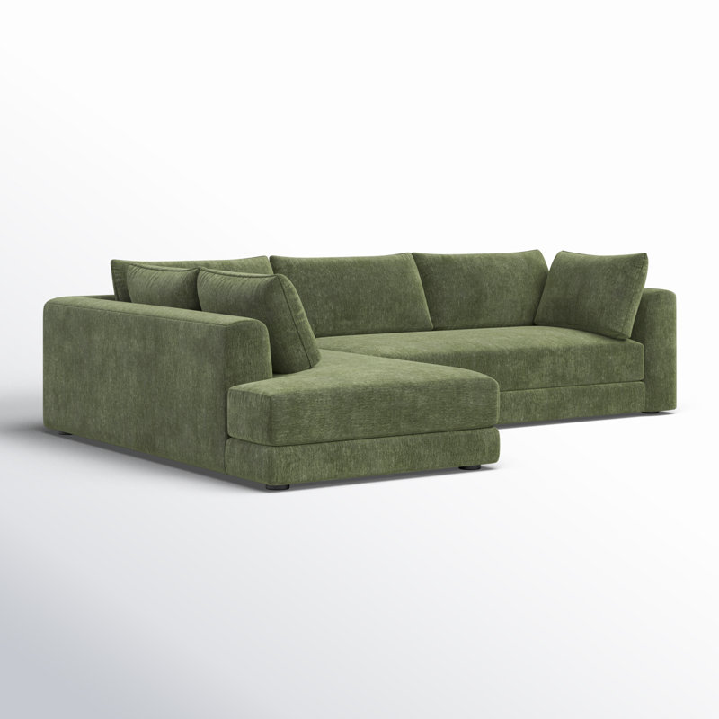 Marcel 122"W Fabric Sectional in Sagano Green, Sagano Green Fabric, Left Hand Facing