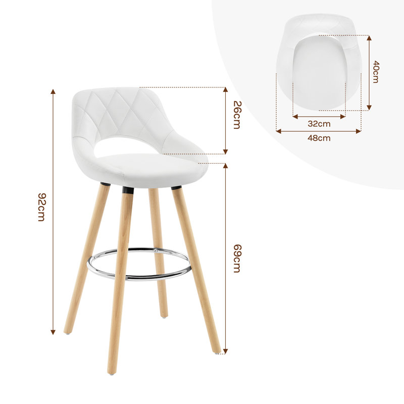 Thierry 68cm Bar Stool, White, 2