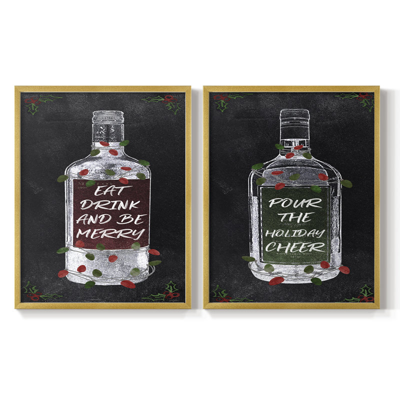 Be Be Merry Wine - reproduction encadrée de qualité supérieure - prête à être accrochée - aucun clou requis - aucun clou requis