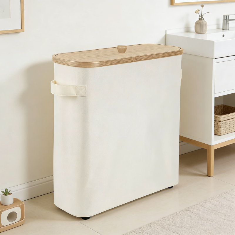 Panier de rangement pliable pour papier hygiénique avec couvercle et poignée en bambou, organisateur de salle de bain de grande capacité pouvant contenir 12 méga ou 16 rouleaux réguliers