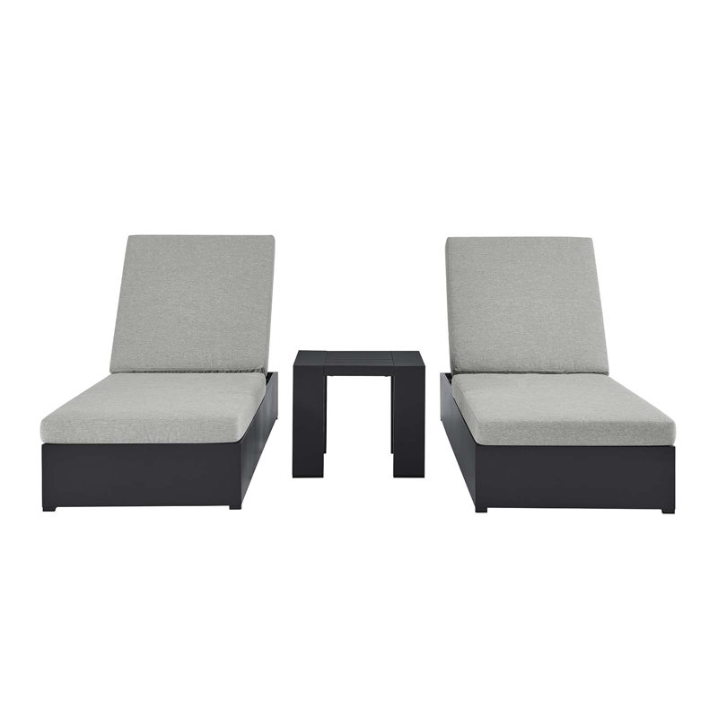 Ensemble de chaise longue d'extérieur 3 pièces Modway Tahoe, Gris