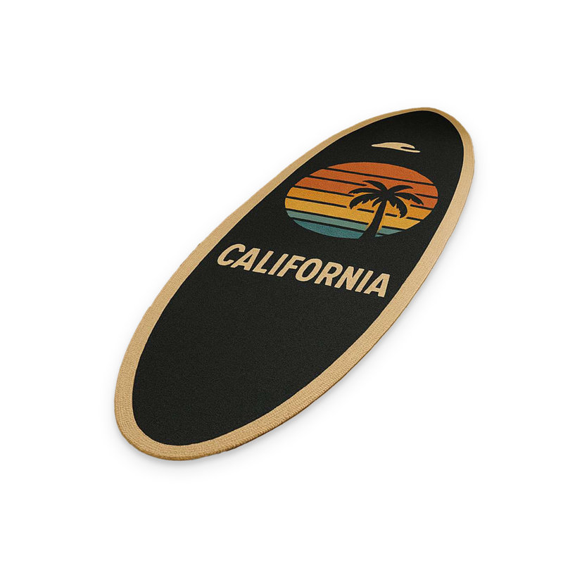 California Sunset Surfboard Accent Rug (Black)