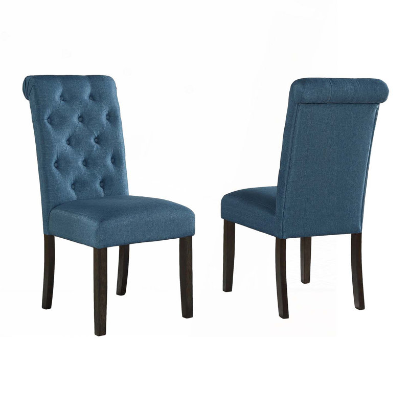 Chaises de salle à manger rembourrées en bois massif, ensemble de, Bleu