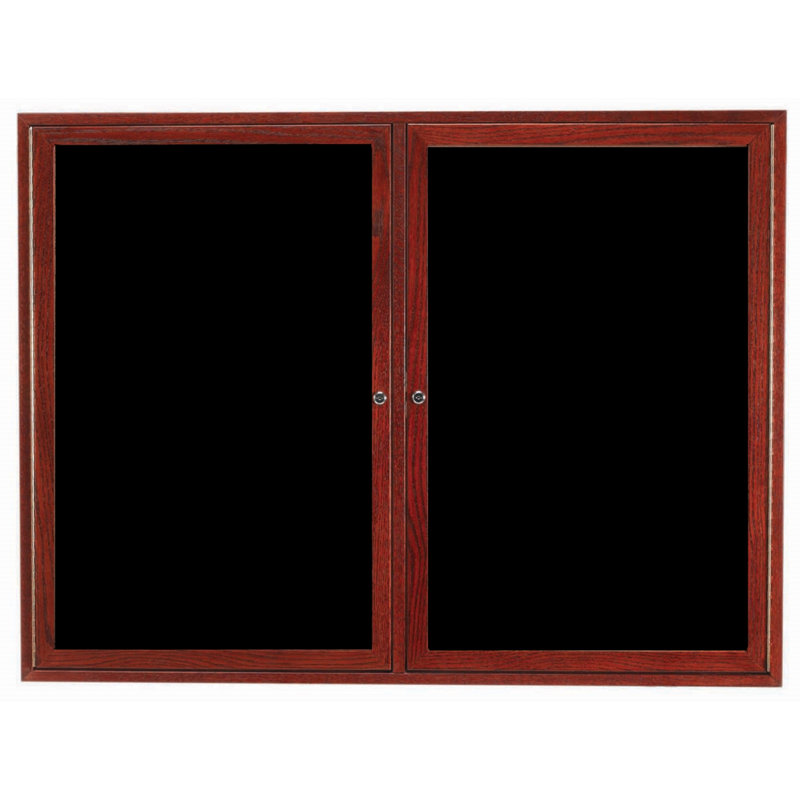Changeable Enclosed Wall Mounted Letter Board, 48" H x 72" W, Two, Cherry Stain