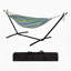 Hammock with Curved Wooden Arc Stand and Side Tightening, 110"l x 43"w, Iron Frame & Cotton Polyester, Suitable for Indoor & Outdoor Use-847031795-847031798