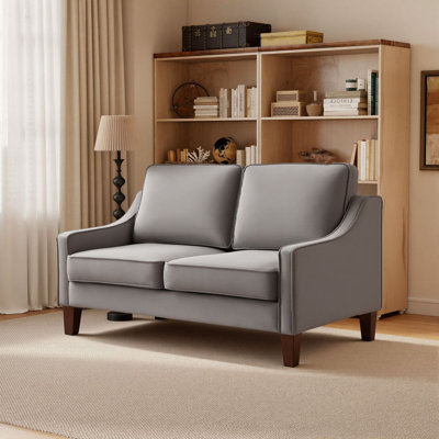 51" Modern 2-Seater Sofa Velvet Upholstered Loveseat with Solid Rubber Wood Legs  for Living Room, Apartment
