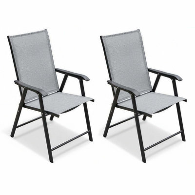 Ensemble de 2 chaises d'extérieur portatives empilables pour terrasse