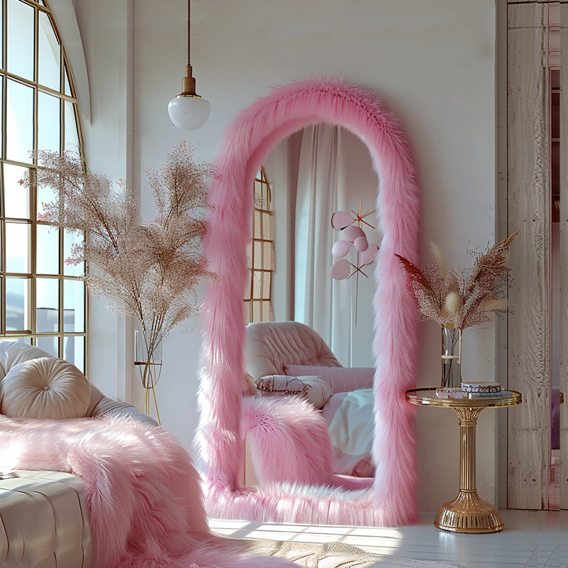 Jezell Arch Mirror, 63" x 24", Pink