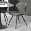 ARLO UPHOLSTERED SCOOP BACK DINING CHAIR - VINTAGE FAUX LEATHER - BLACK SAND POWDER COATED LEGS - (PAIR)-1041133818