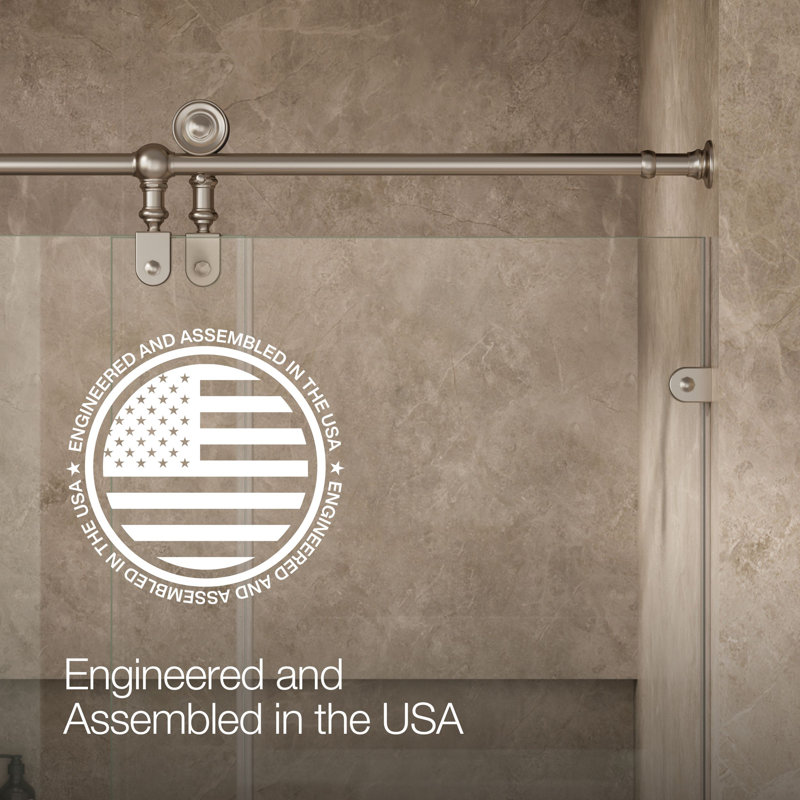 Artifacts 80-7/8 In. H Sliding Shower Door With 3/8 In.-Thick Glass, Brushed Nickel