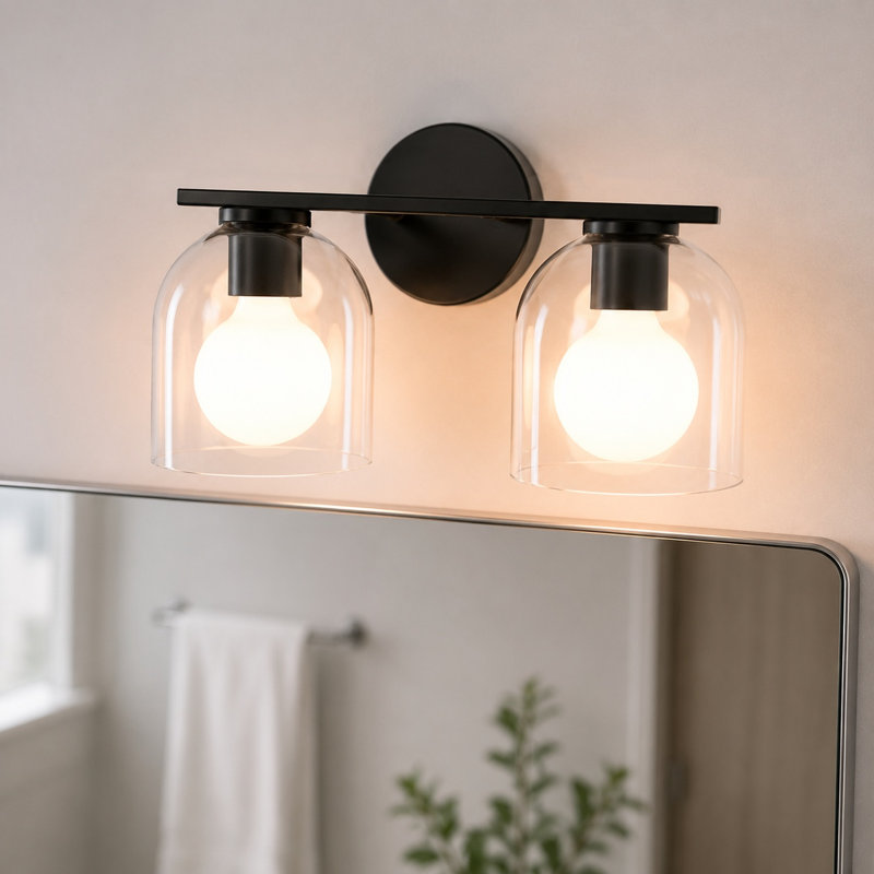 Éclairage de salle de bain à intensité variable 3 lumières Kaarlo , Noir mat, 14.17" Width
