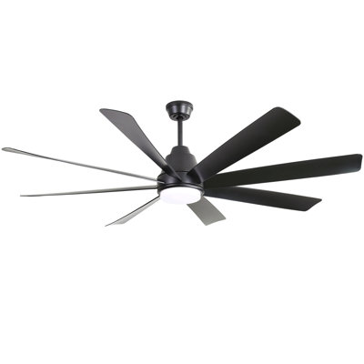72 Inch Large Ceiling Fans With Lights And Remote Control 6 Wind Speed Dc Motor Black For Living Room