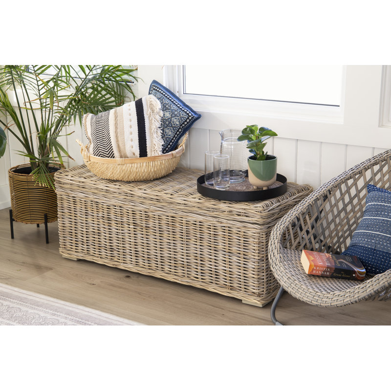 Tevis Wicker Flip Top Storage Bench
