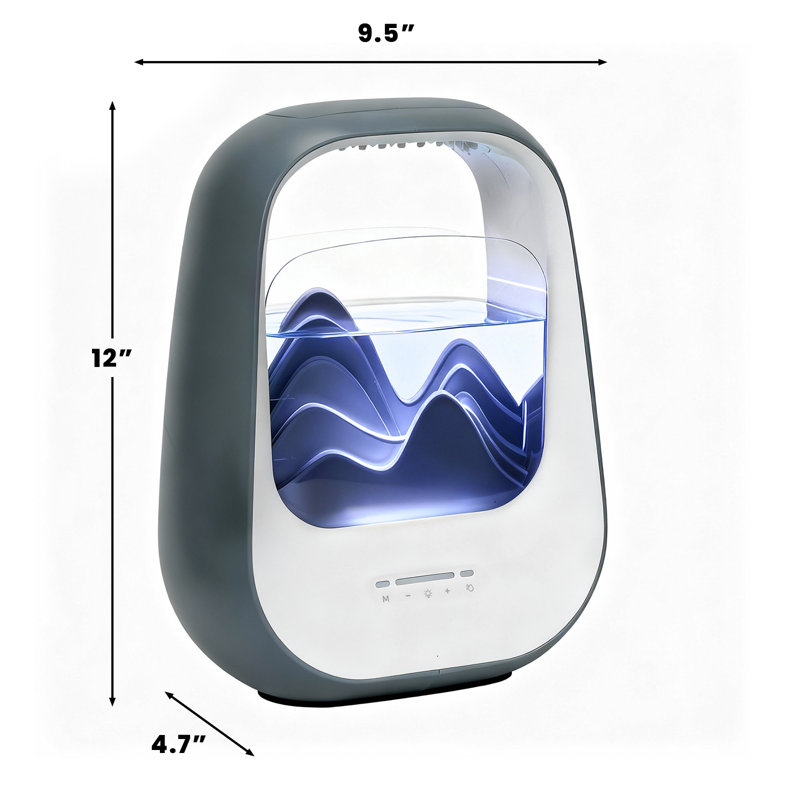 Haut-parleur Bluetooth à gouttelettes d'eau blanches, humidificateur d'aromathérapie, décor zen et naturel, favorise la concentration, soulagement du stress, méditation et guérison, décoration de bureau, idéal pour le yoga, le spa, la chambre à coucher et le bureau, gris