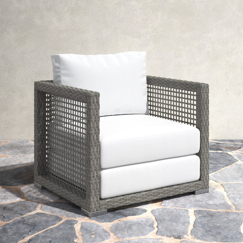 Fauteuil d'extérieur en rotin Aura, Blanc