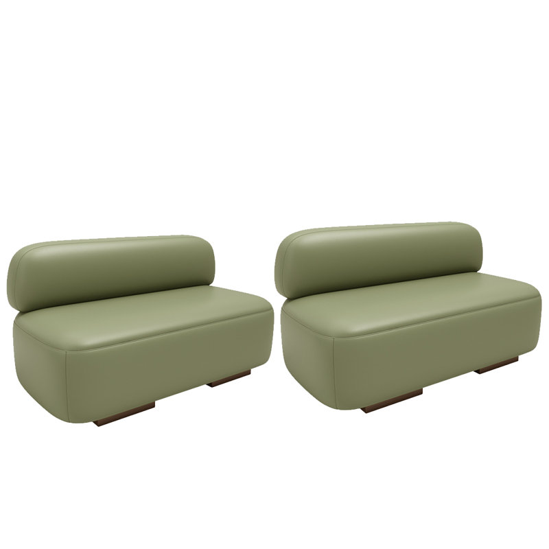 Banc rembourré en similicuir, Vert