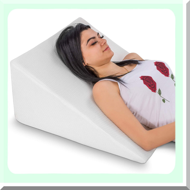 SleepEase Comfort Wedge Pillow - Memory Foam Support for Neck & Back Pain Relief, Snoring, Acid Reflux, Respiratory Issues. Ideal for Sleeping, Reading, Rest & Elevation. Washable Cover Included. 12in Size.