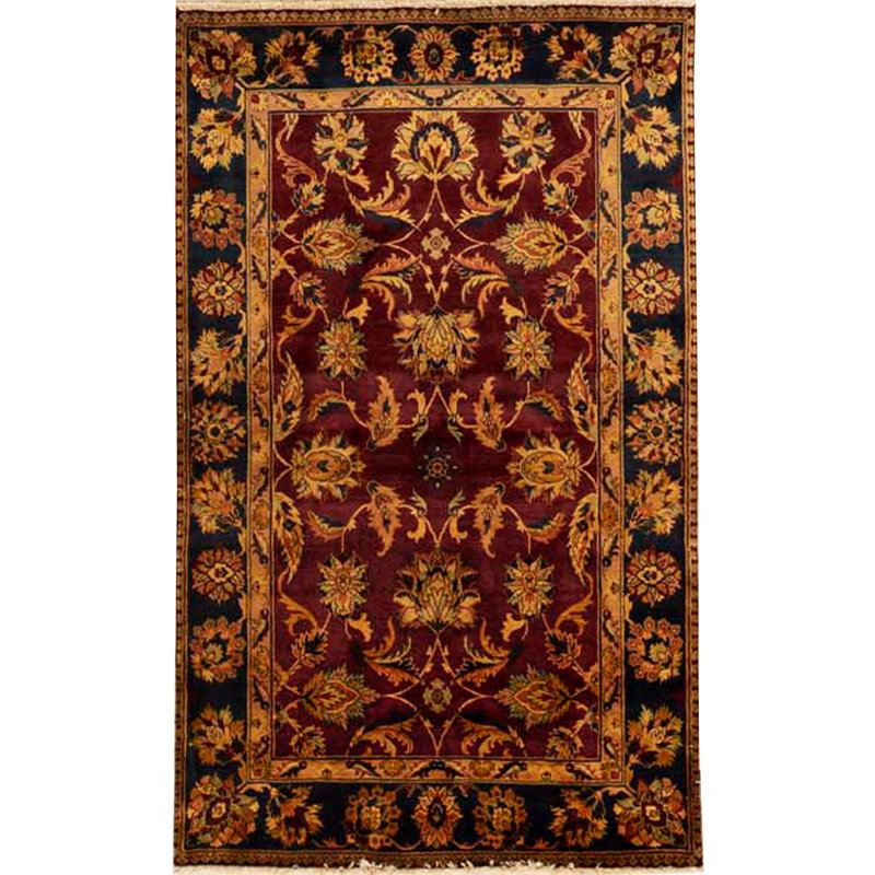 Tapis rouge et noir noué à la main de haute qualité