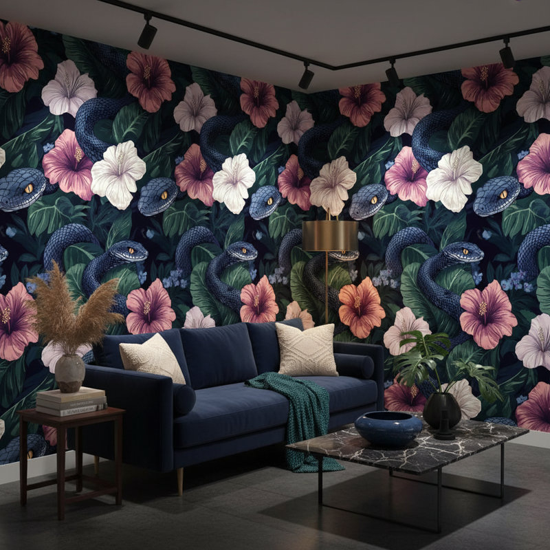 Papier peint tropical exotique foncé