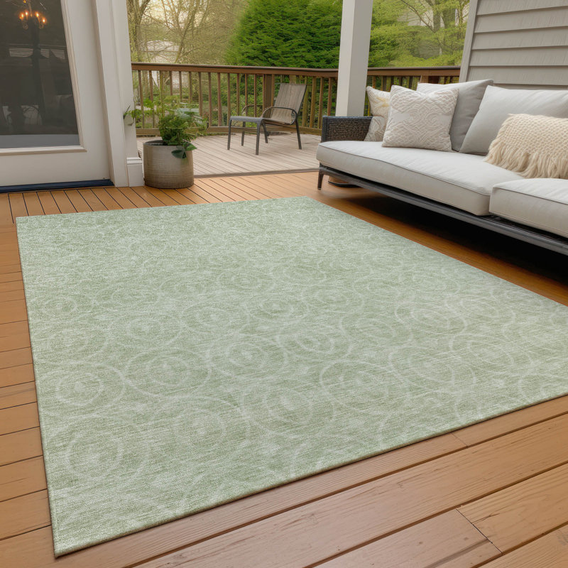 Machine Washable Indoor/Outdoor Claudian ACN1227 Mint Rug, Rectangle 2'6" x 3'10"