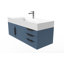 Meuble-lavabo mural simple 48 po avec comptoir à surface solide - base blanche, plateau noir, poignées noires-435453705-508816256-508761507