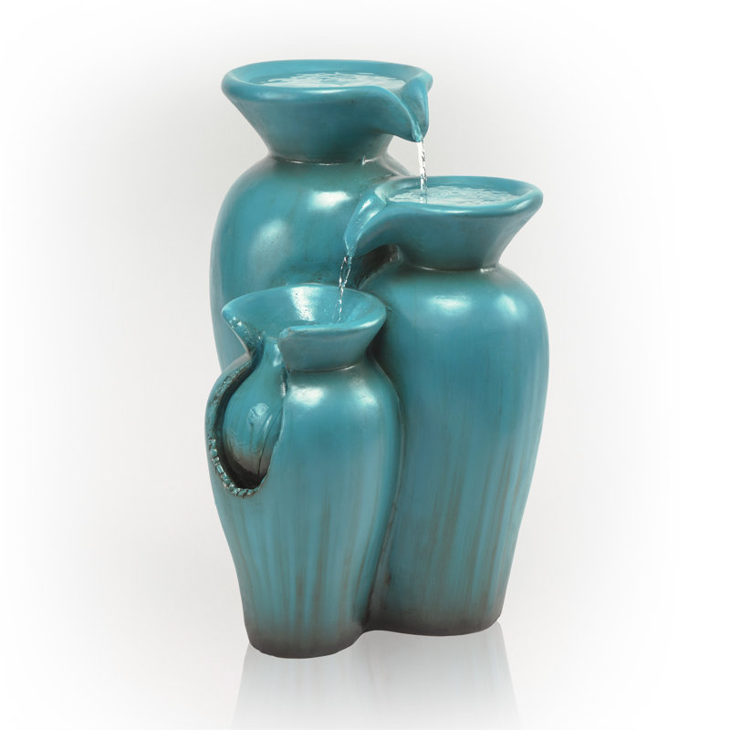 Fontaine en fibre de verre Kondo, Bleu sarcelle