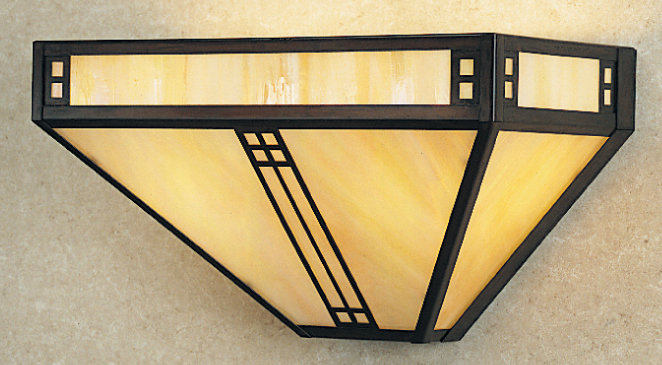 Prairie 1 - Light Flush Mounted Sconce, 6.63" H x 12" W x 6" D, Bronze, Gold White Iridescent