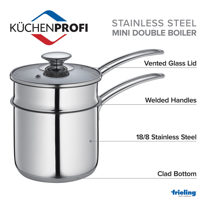 1.6 Quart Stainless Steel Double Boiler with Glass Lid