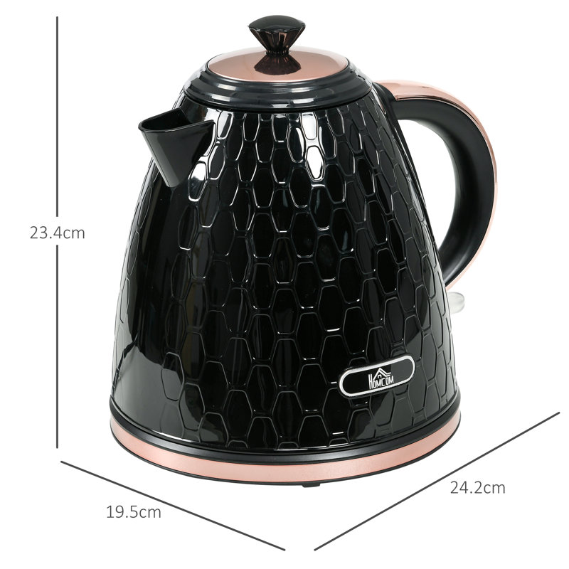 HOMCOM 1.7L Electric Tea Kettle, Black