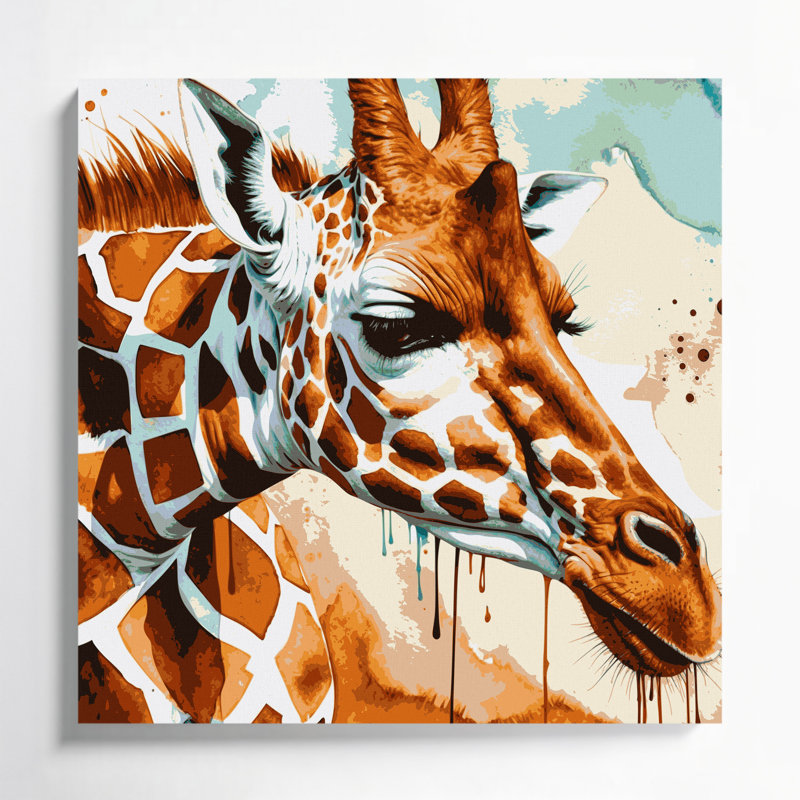 Art mural sur toile girafe, H 8 po x l 8 po