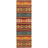 Episkopi Striped Flatweave Orange/Turquoise Area Rug