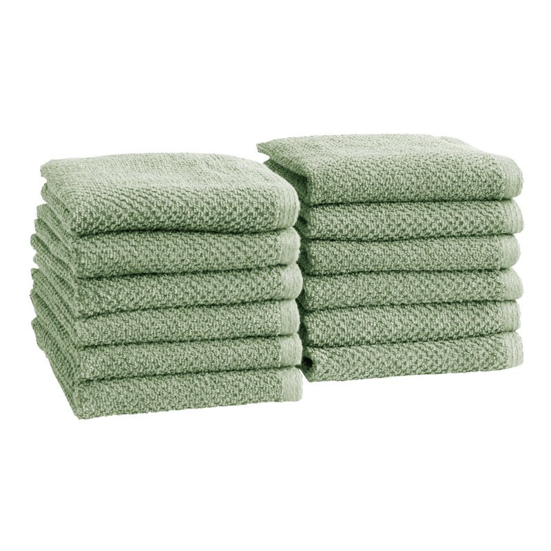 Drap de bain 100% coton texturé, Gant de toilette - paquet de 12, Eucalyptus