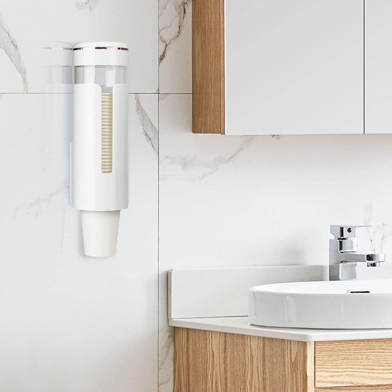 Dia 3.7" Plastic Coffee Cup Dispenser, White