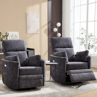 Deluxe Swivel Rocker Power Recliner With Adjustable Pillow For Ultimate Comfort