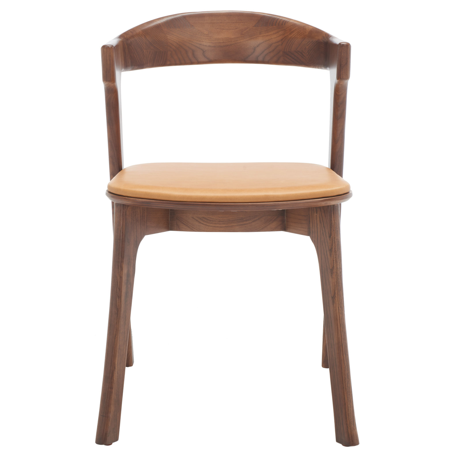 Carper Wood And Leather Dining Chair, Brown Genuine Leather