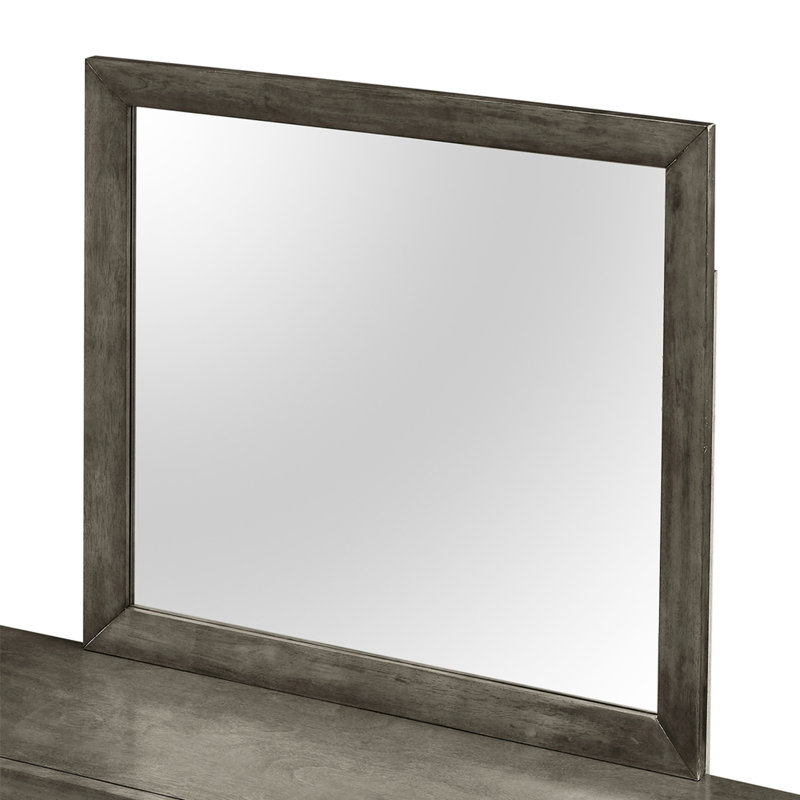 Miroir mural moderne gris pour différentes pièces - 39 po de hauteur x 35 po de largeur et 1 po de profondeur, aucun assemblage requis, amplifie la sensation d'espace
