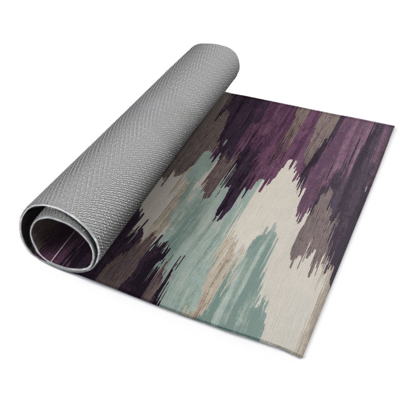 Tapis intérieur et extérieur brun Watercolor, Rectangle 9 pi x 12 pi