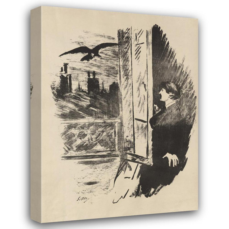 Illustration pour «The Raven», par Edgar Allen Poe, 1875, H 18 po x l 13 po