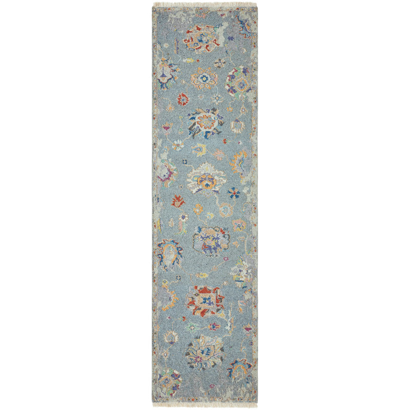 Matney Sky Garden Wool Flatweave Hand Knotted Area Rug, Runner 2'6" x 10'