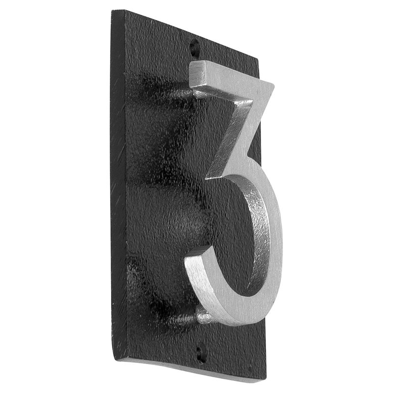 Plaque d'adresse verticale à 1 ligne flottante, Gris / aluminium brossé, Oui