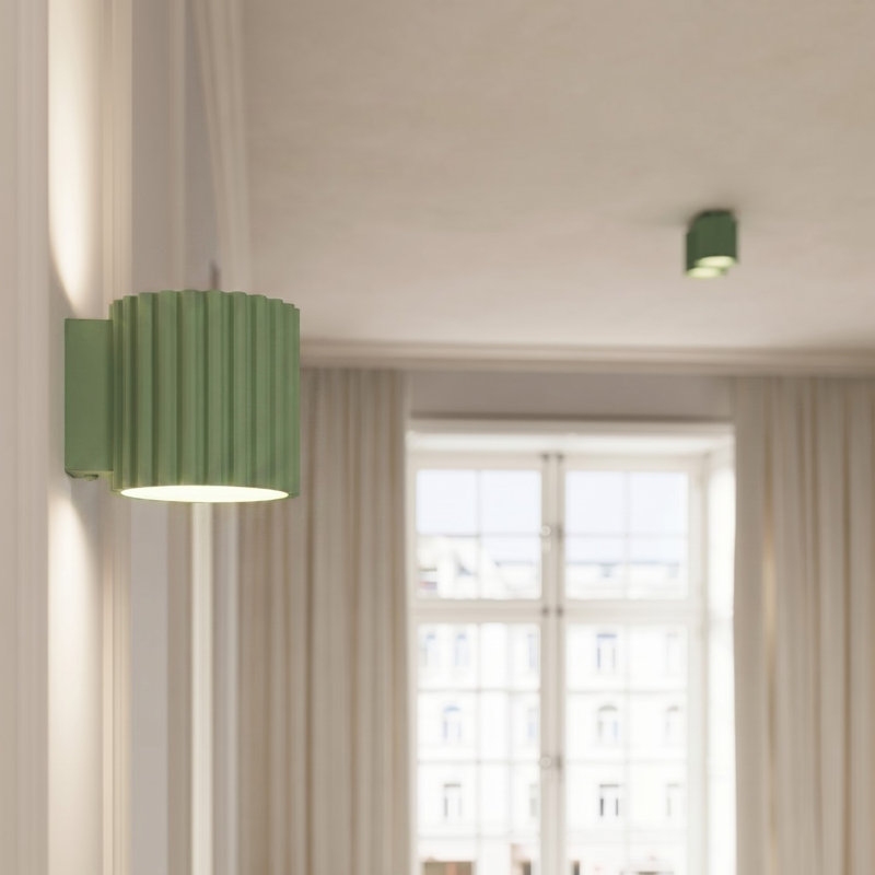 Aura Aluminium Flush Mount, Sage, 21x10x12 cm, 2 Lights
