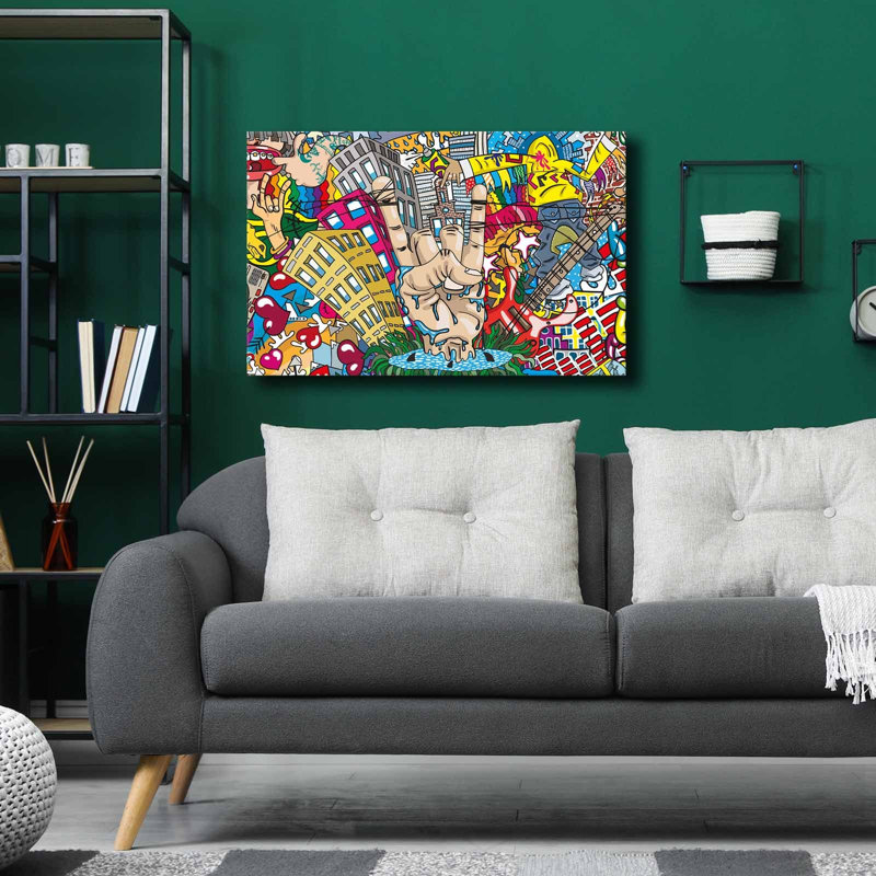Superbe peinture sur toile décorative de 17,7 po x 27,6 po | 100% toile avec cadre 100% bois (épaisseur: 1,1 pouce) | Parfait pour la décoration intérieure, le salon et les espaces de bureau, les couleurs vives et le design élégant