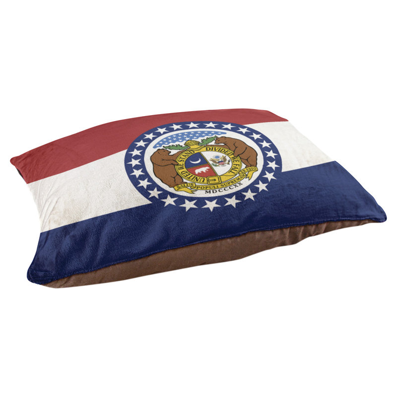 Coussin de concepteur missouri flag Burien, L 19,5 po x l 29,5 po, Marron foncé
