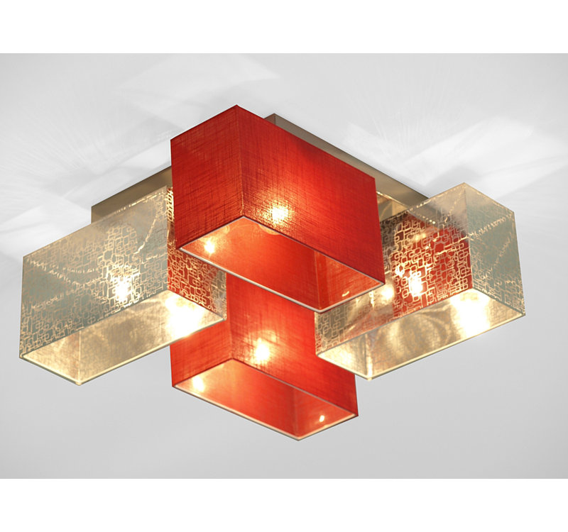 Seaton Semi Flush Mount, Clear burgundy/Silver, Matt brushed nickel