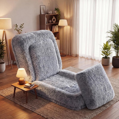 Extra Wide 39.4" Floor Sofa Bed, 4-Position Adjustable Floor Lounger, Converts to 69.3" Sleeper with 9.4" Thick Cushion, Plush Lazy Sofa Chair for Gaming, Reading & Relaxing